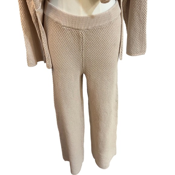Bluivy‎ S01664 Cotton Knit Lounge Set Waffle Top Pants Two Piece Beige Medium - Picture 6 of 12